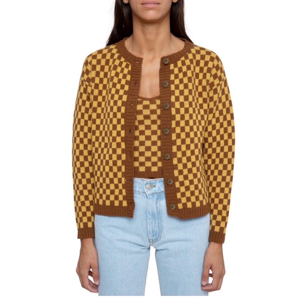 Forever 21 Checkerboard Cardigan & Tank Set | Gimaguas Inspired | Y2K Retro Knit
